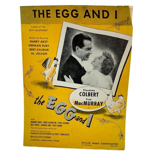 The Egg and I Vintage Piano Sheet Music 1947 Harry Akst Al Jolson Herman Ruby - Picture 1 of 6